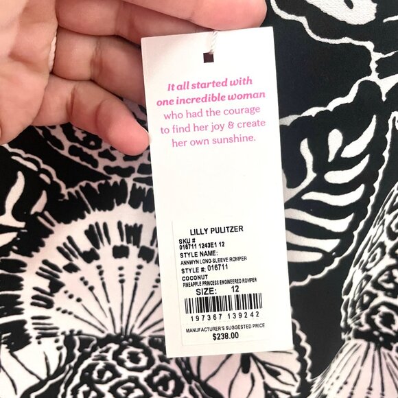 NWT Lilly Pulitzer Annwyn Long Sleeve Romper Dress Coconut Pineapple Princess 12 - Picture 4 of 9